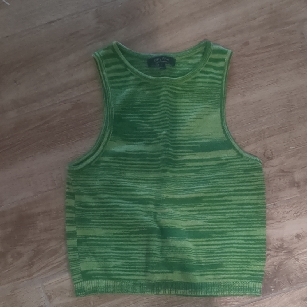 Green Striped Knit Tank by Lily & Fox